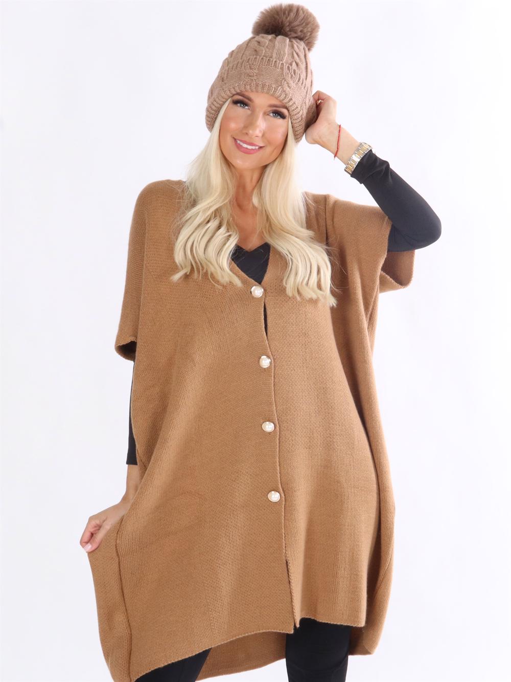 Mitsi - Armégrön stickad kofta med pärlknappar